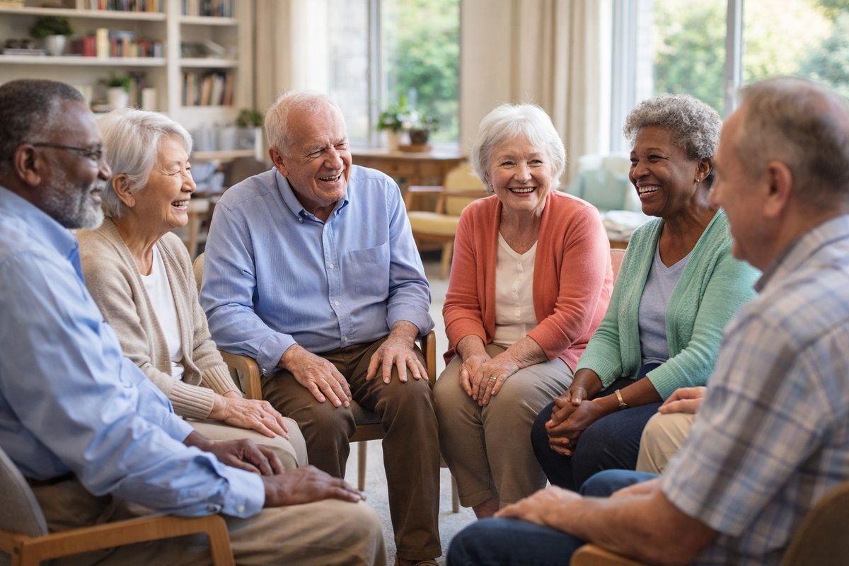 Diverse group of adults 55+ learning digital skills together